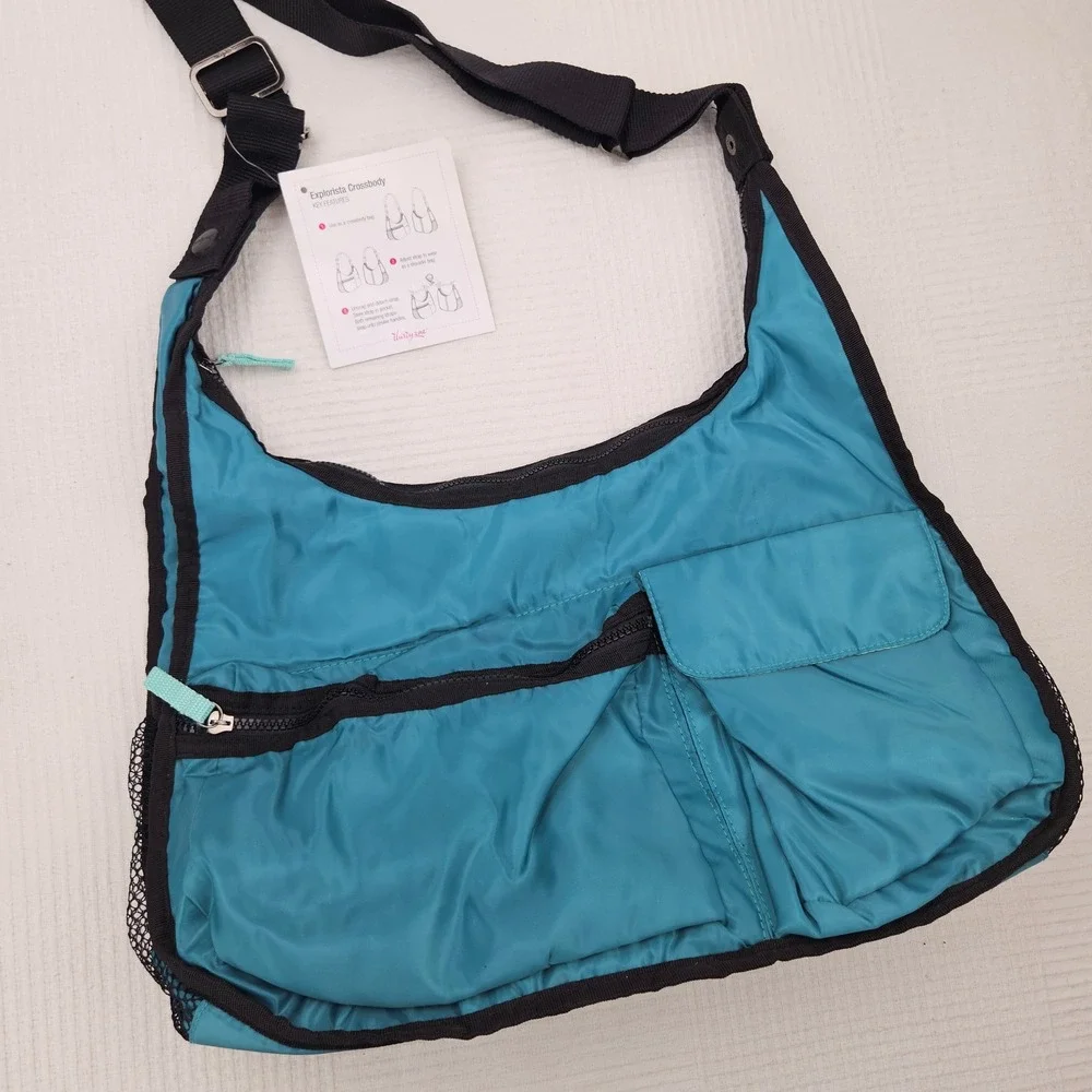 NEW Thirty One Explorista Crossbody Bag Purse Travel Teal‎ Blue/Green NWT
